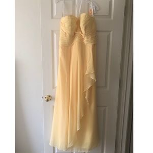 Strapless Crinkle Chiffon Dress with Cascade Skirt